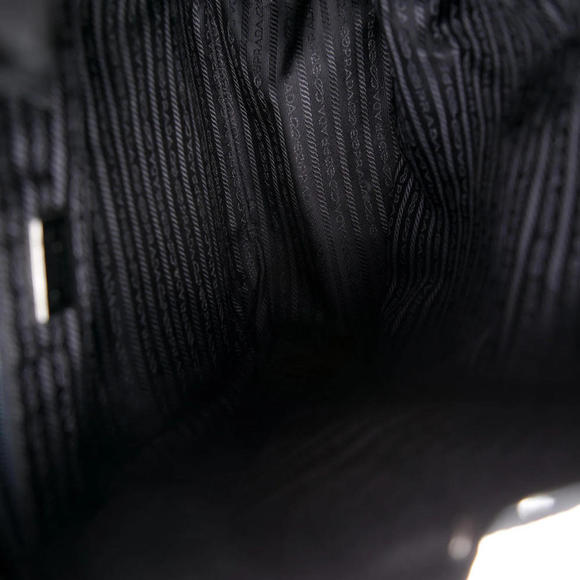 Prada Drawstring Backpack Black Tessuto Nylon w/ Black Leather Trim and Pockets - Picture 4 of 5